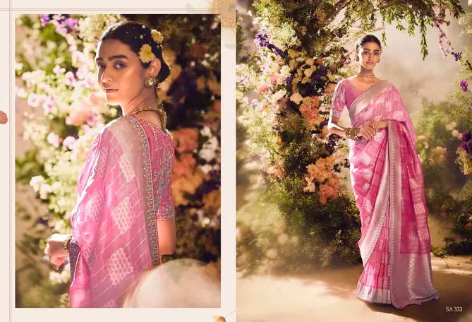 Pink Colour Khawaish By Kimora Silk Wedding Wear Sarees Suppliers In India